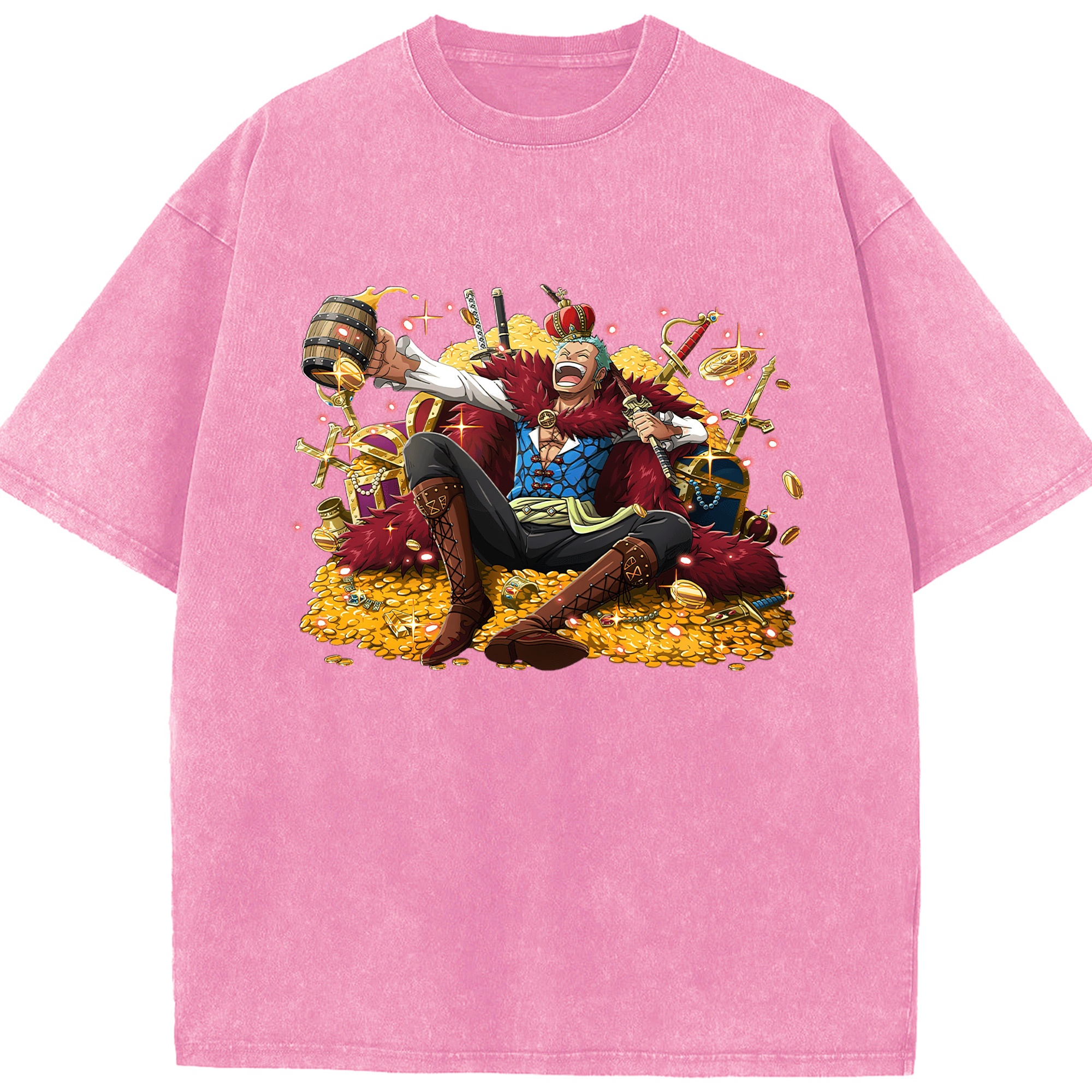 ワンピース ロロノア・ゾロ ONE PIECE Roronoa Zoro 綿100% ヴィンテージ風 半袖Tシャツ（フロントプリント）